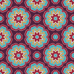 Abstract stylized floral seamless pattern. Hand drawn vector illustration