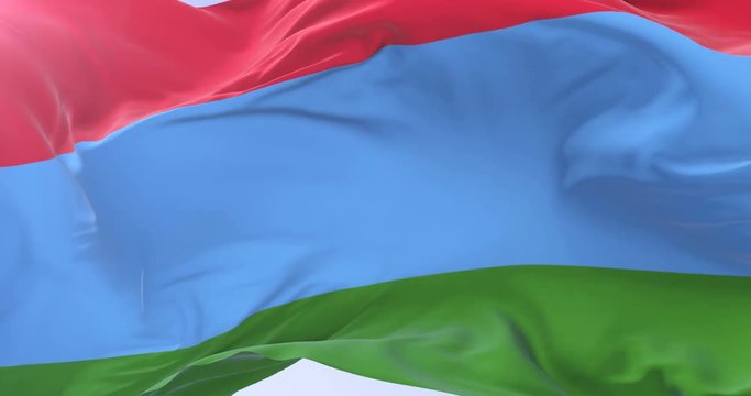 Flag of the Republic of Karelia waving at wind in slow, loop