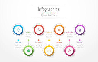 Infographic design elements for your business data with 7 options, parts, steps, timelines or processes. Vector Illustration.