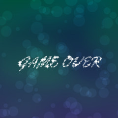 Stars or snowflakes inscription Game Over on blue turquoise purple bokeh background