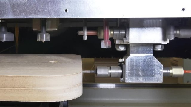 Woodworking industrial equipment CNC time lapse video. Modern technologies of industrial furniture production.