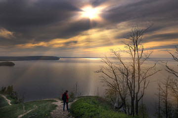Dawn over the river Volga