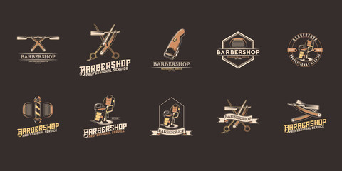 Barber shop vector logo set