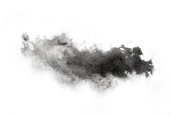 abstract black splashes on white watercolor paper. monochrome image. - obrazy, fototapety, plakaty