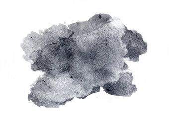Obraz premium abstract black splashes on white watercolor paper. monochrome image.