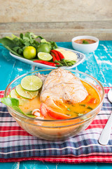 Spicy Sour Soup with fish with mushroom