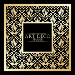 Obraz premium Vintage retro frame in Art Deco style. Template for design. Vector illustration.