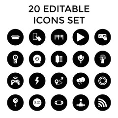 Digital icons. set of 20 editable filled digital icons