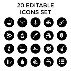 Drop icons. set of 20 editable filled drop icons