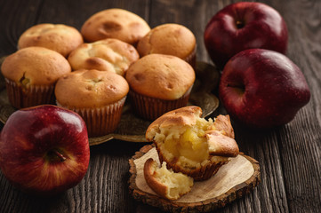 Naklejka na ściany i meble Homemade muffins with apple stuffing.