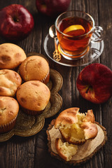 Naklejka na ściany i meble Homemade muffins with apple stuffing.