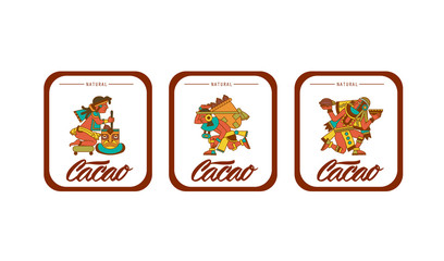 Vector illustration aztec cacao pattern for chocolate package design.