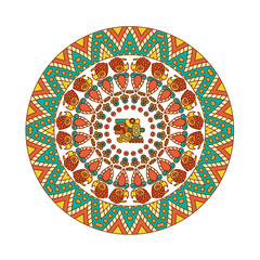 Aztec style mandala pattern. Vector illustration.