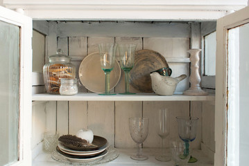 interior with white vintage cupboard