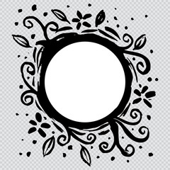 Circle frame with floral decorative.