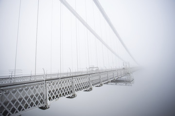 Clifton Suspension Bridge in think fog - The bridge to nowhere.