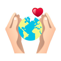 Human hands holding globe