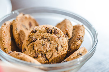 cookies with chocolate in bowl