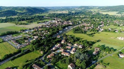 Fototapeta na wymiar France Dordogne Siorac en Périgord vu du ciel