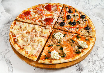 Different slices of pizza