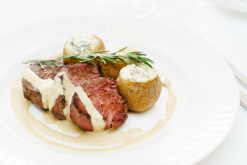 roasted beef with potatoes