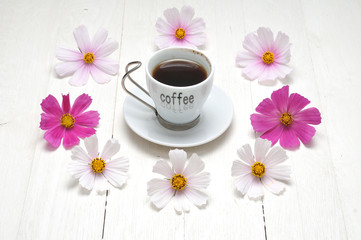 Morning coffee on a wooden table
