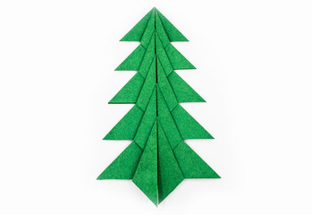 Obraz premium origami christmas tree isolated on white