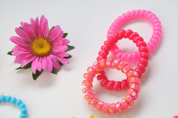 Colored flowers and bracelets