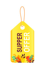 Super Offer with Leaves on Vector Illustration