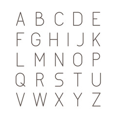 Thin Futuristic Line Stroke Font. Slim Latin English Alphabet Vector Typography on White Background.