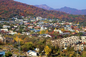Fototapeta premium 城北洞の高級住宅街（臥龍公園からの眺望）