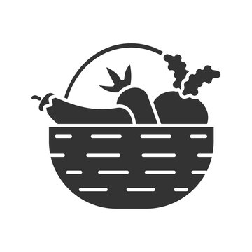 Basket with vegetables glyph icon Stock Vector | Adobe Stock