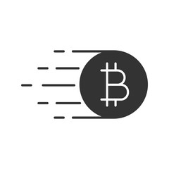 Flying bitcoin glyph icon