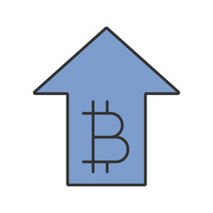 Bitcoin rate rising color icon