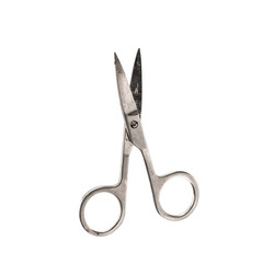 Vintage metal scissors on a white background