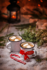 Christmas card with hot chocolate