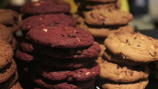 Assortment of sweet baked goods in the store