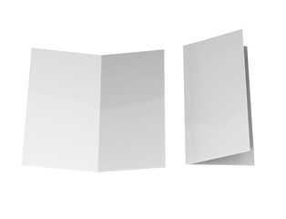 half-fold brochure blank white template for mock up and presentation design. 3d illustration.