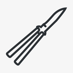 Butterfly Knife Dagger Minimal Flat Line Outline Stroke Icon Pictogram Symbol