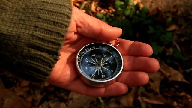 Navigation compass in hand of girl part 2