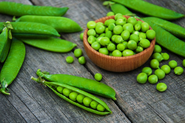 green peas on a table