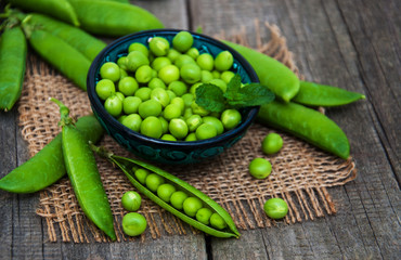 green peas on a table