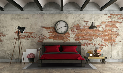 Master bedroom in industrial style