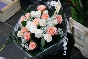 flower bouquet on a french local market in a historical city