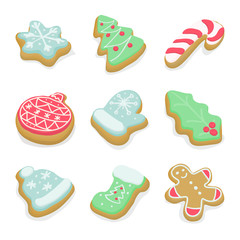 Set of isolated winter Christmas cookies