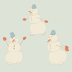The character of the snowman in different poses.