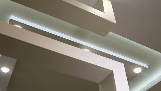 suspended ceiling and drywall construction in the decoration of the apartment or house. dolly video