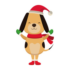 Christmas cute dog cartoon icon vector illustration graphic design
