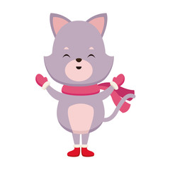 Obraz na płótnie Canvas Cute cat with scarf cartoon icon vector illustration graphic design