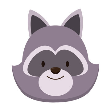 Cute raccoon head cartoon icon vector illustration graphic design
